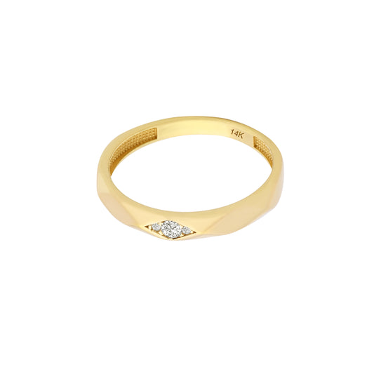 14K Yellow Gold Faceted Marquise Zirconia Flush Ring