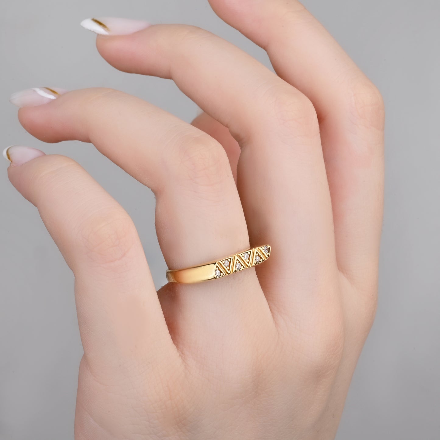 Triangle CZ Ring in 14K Gold