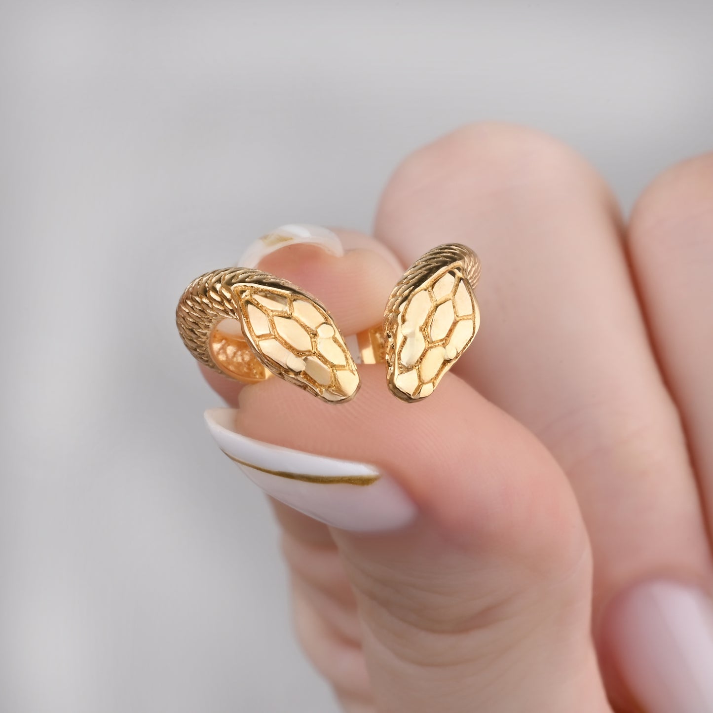 Snake Design Textured 14K Gold Ring