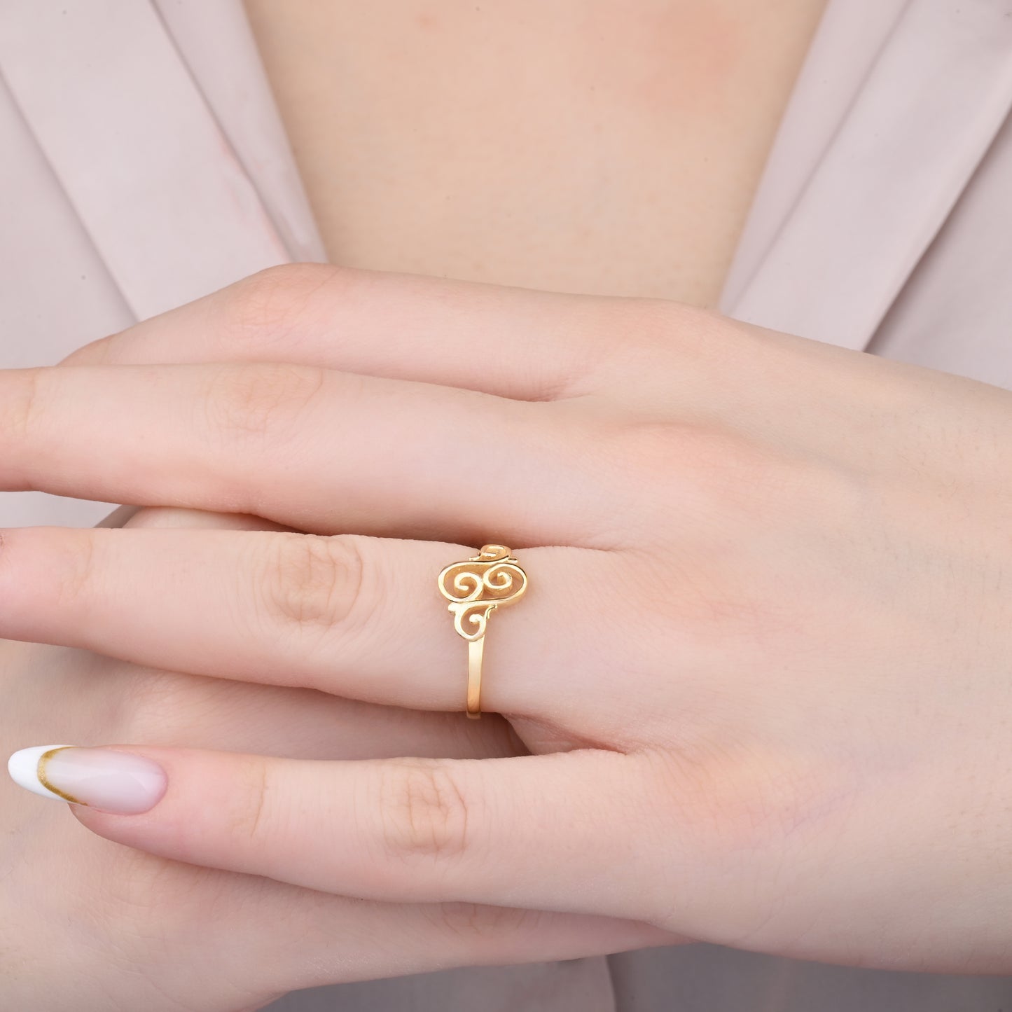 Swirl Motif 14K Gold Ring