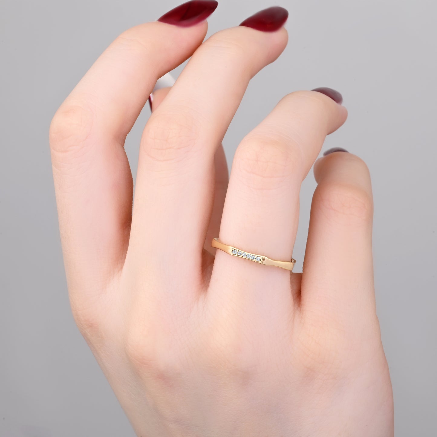Geometric Modern CZ Ring in 14K Gold