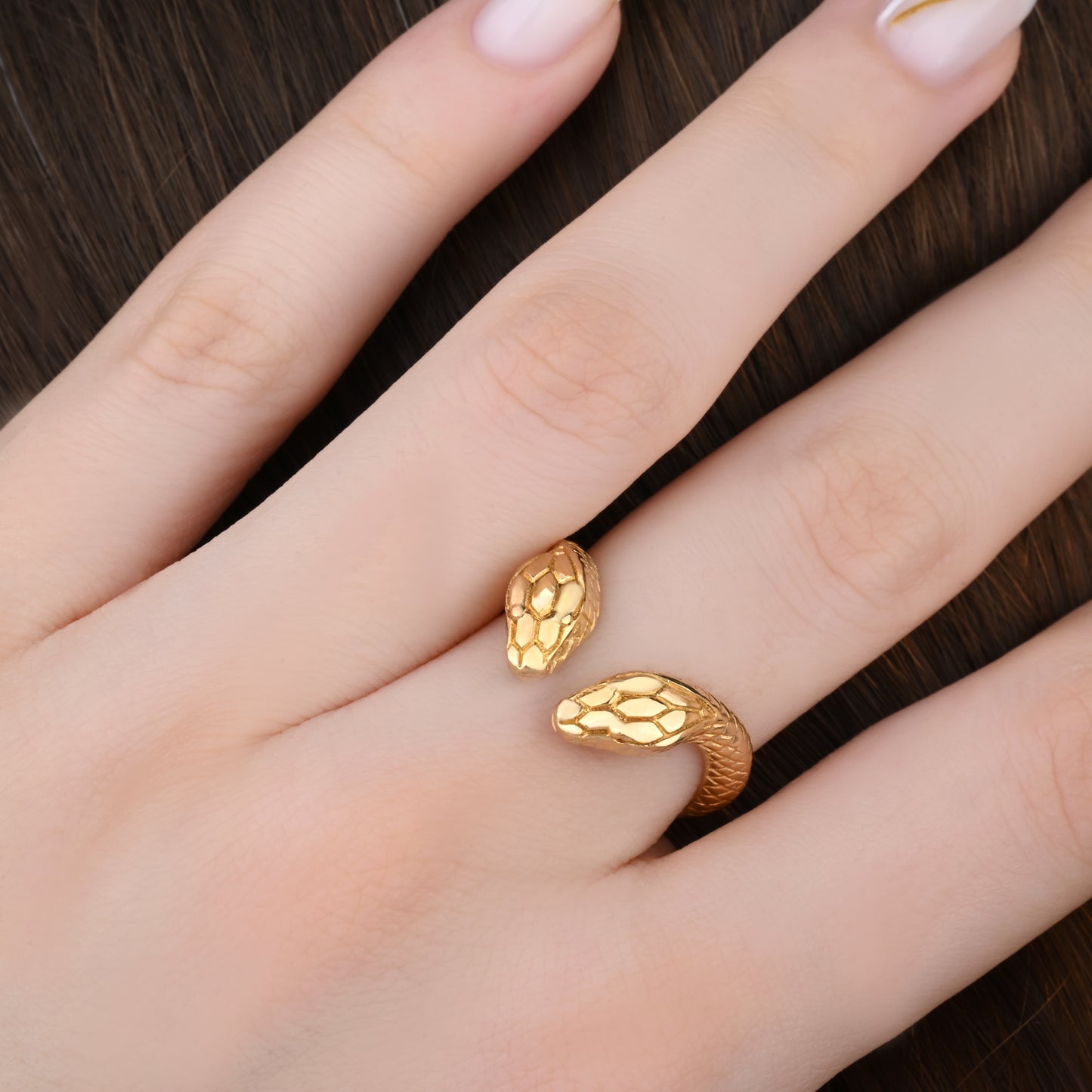 Snake Design Textured 14K Gold Ring