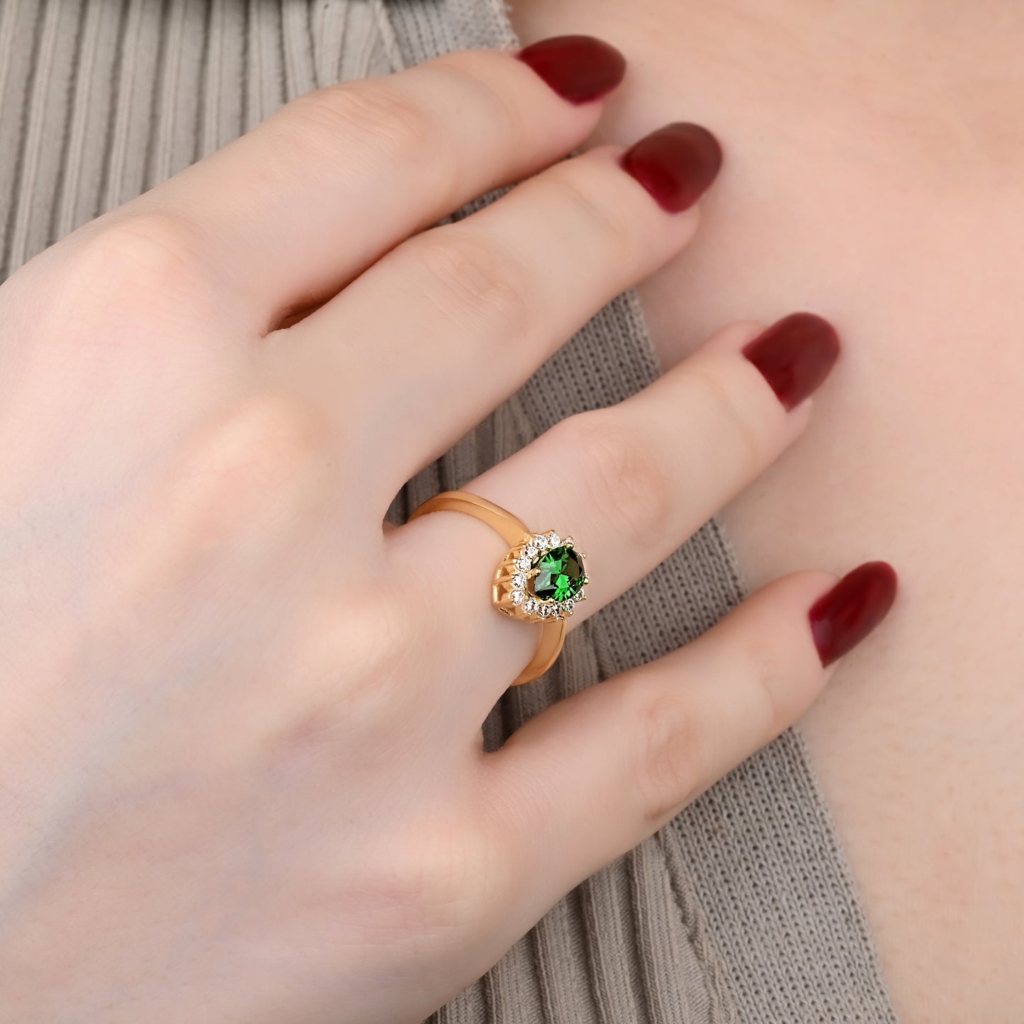 Emerald CZ Ring in 14K Gold