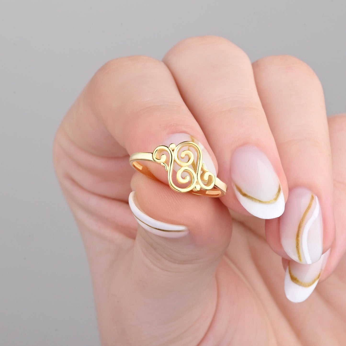 Swirl Motif 14K Gold Ring