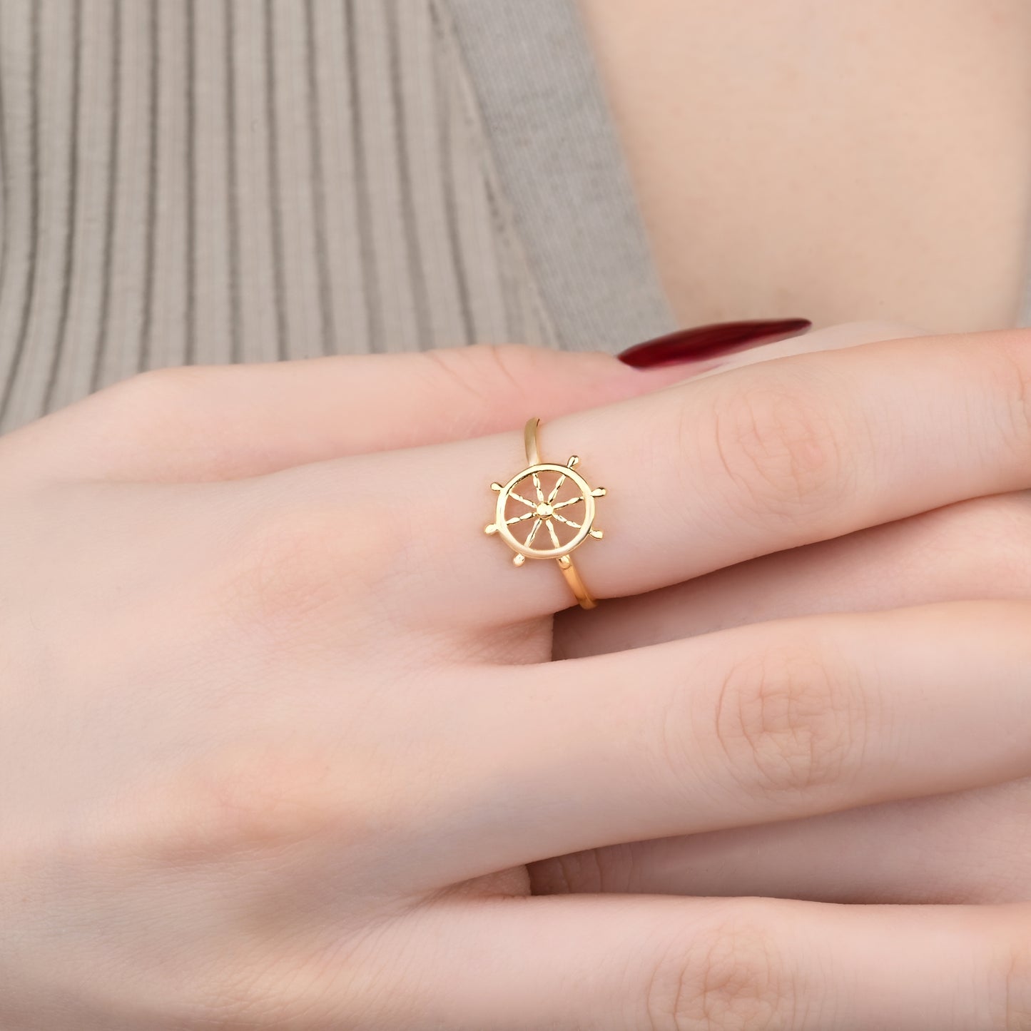Helm-Inspired Design Ring in 14K Gold