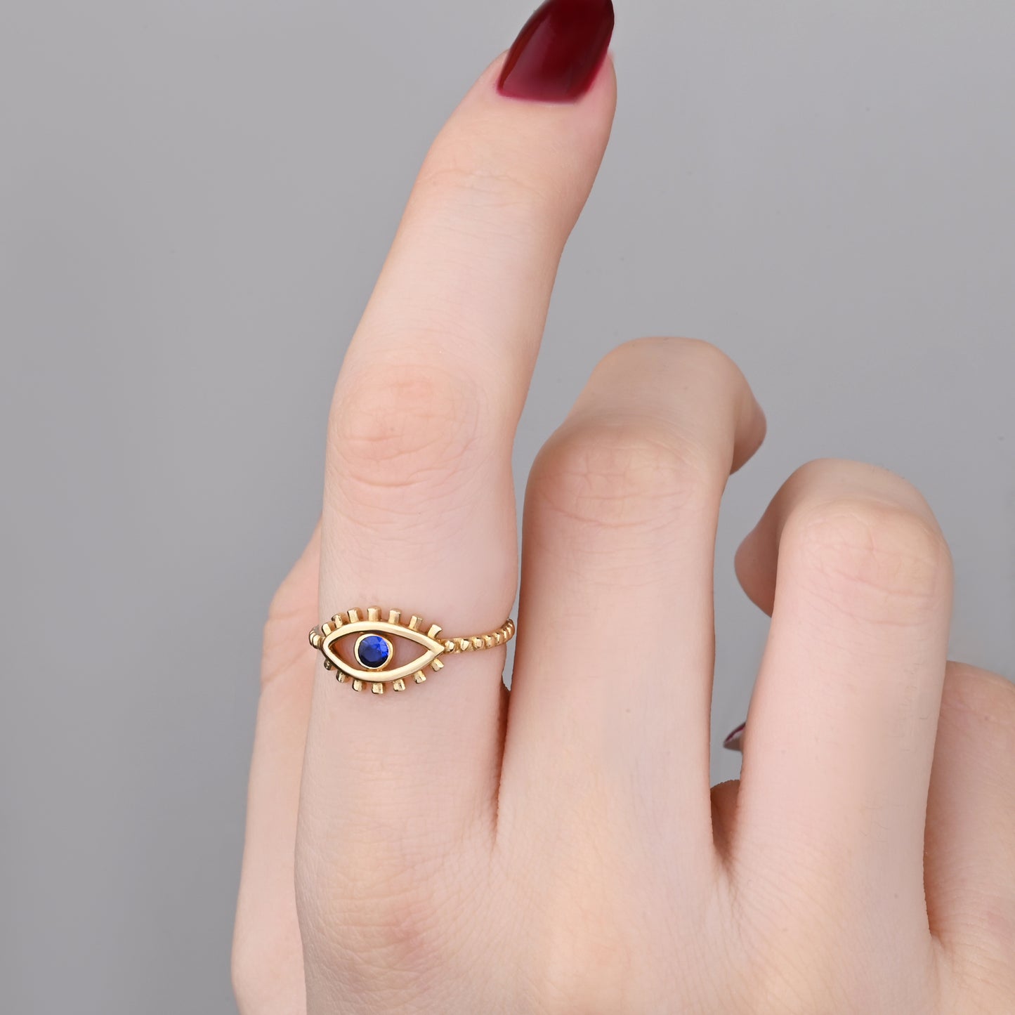 Sapphire Evil Eye Ring in 14K Gold