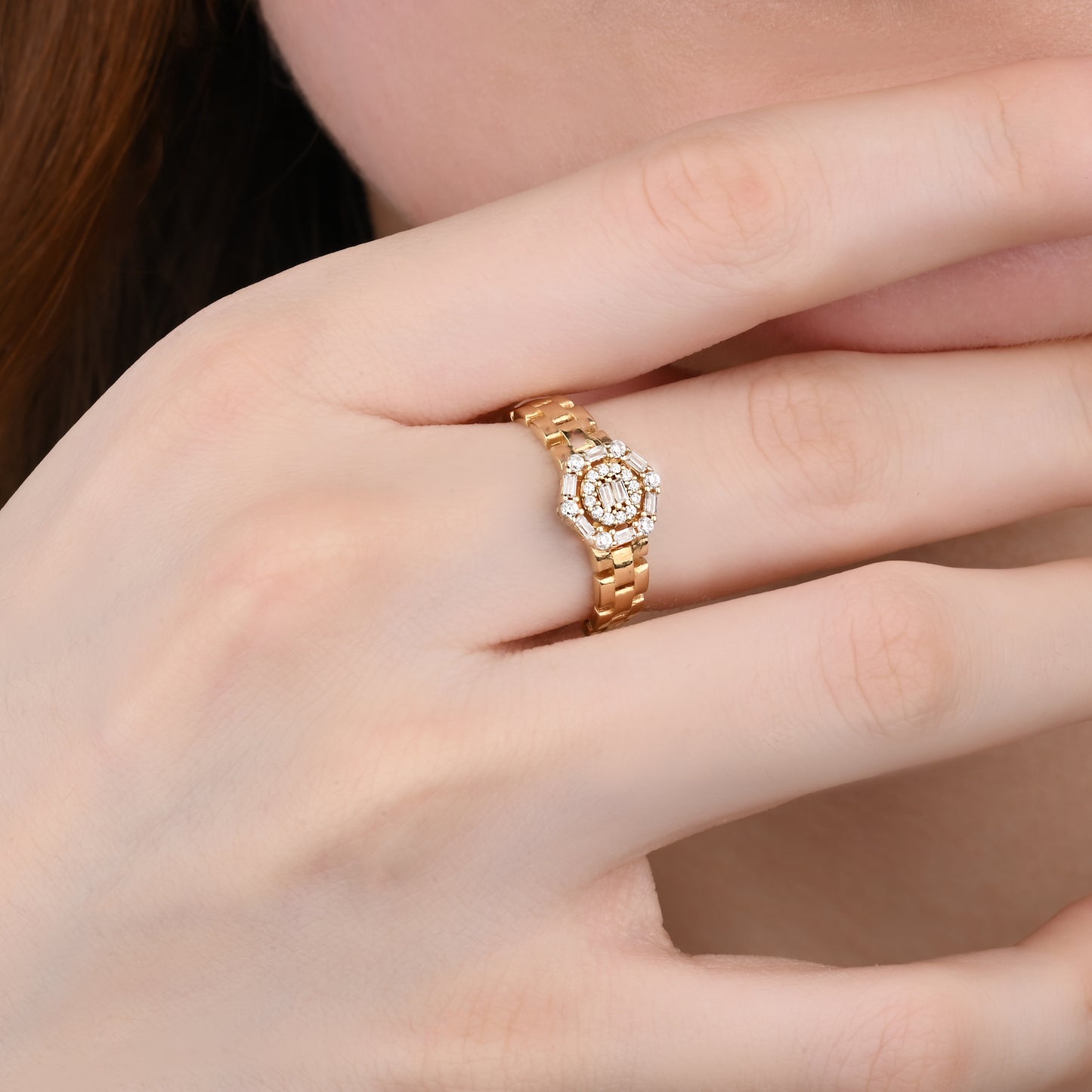 Cluster CZ Accent Ring in 14K Gold