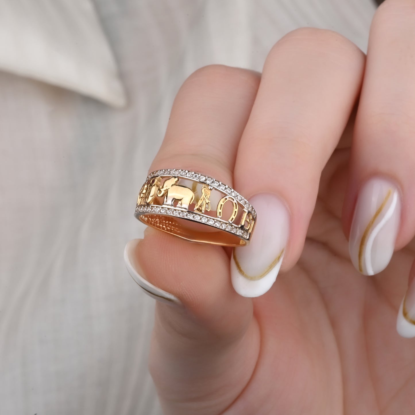 CZ-Accented Animal Motif Ring in 14K Gold