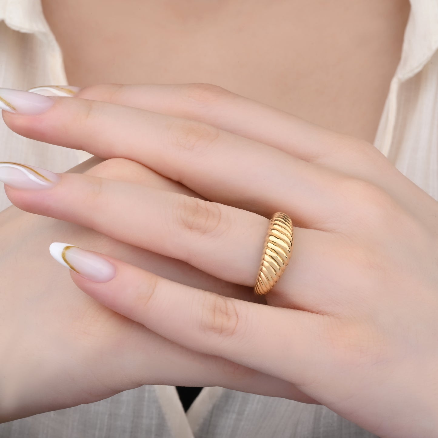 Grooved Band 14K Gold Ring
