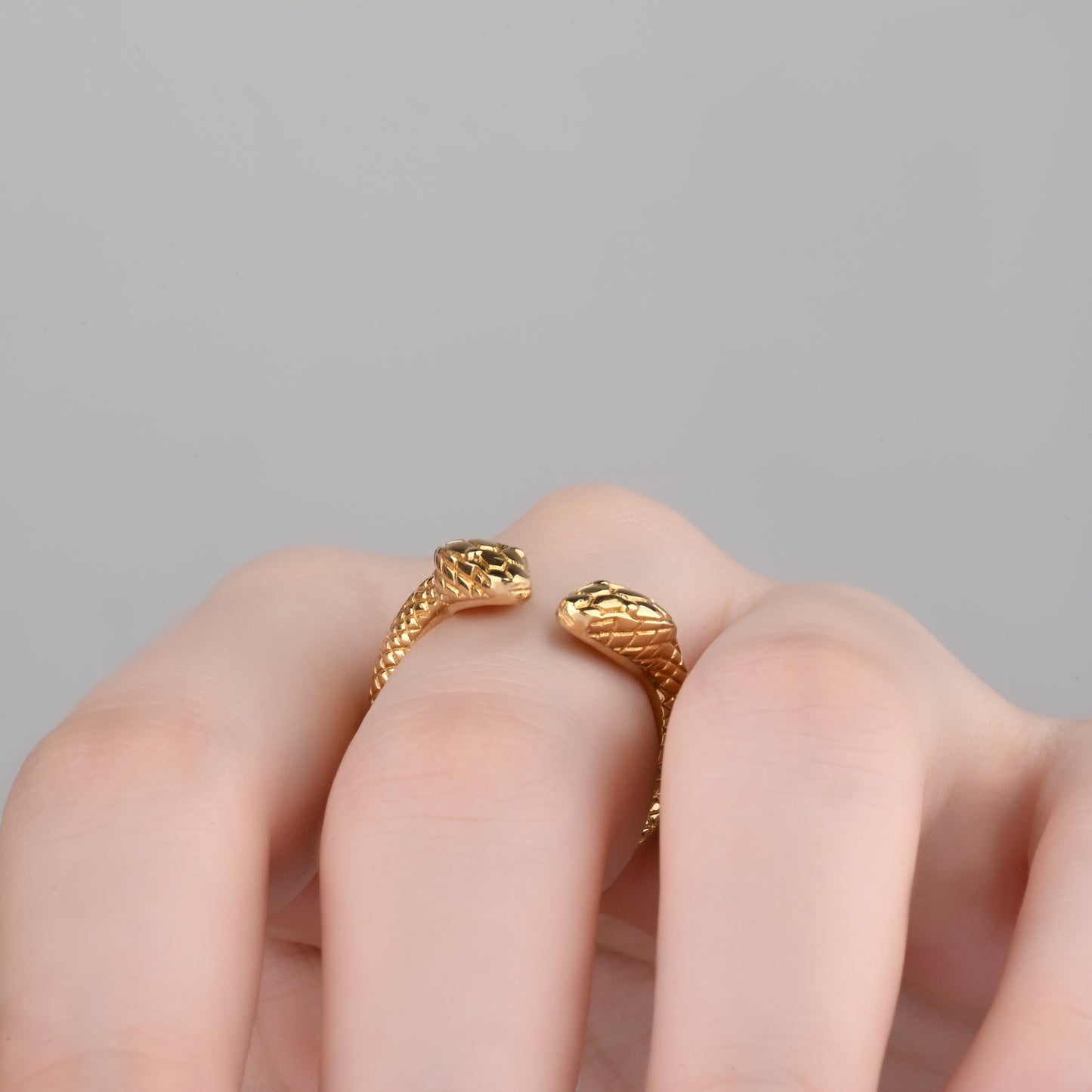 Snake Design Textured 14K Gold Ring