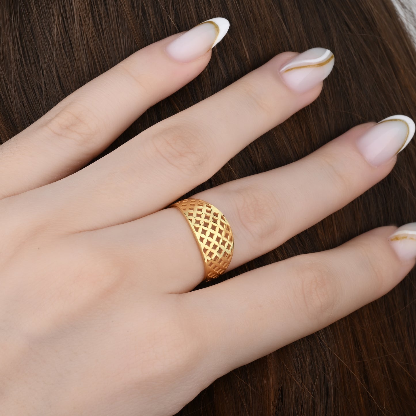 Sparkle Pattern Band 14K Gold Ring