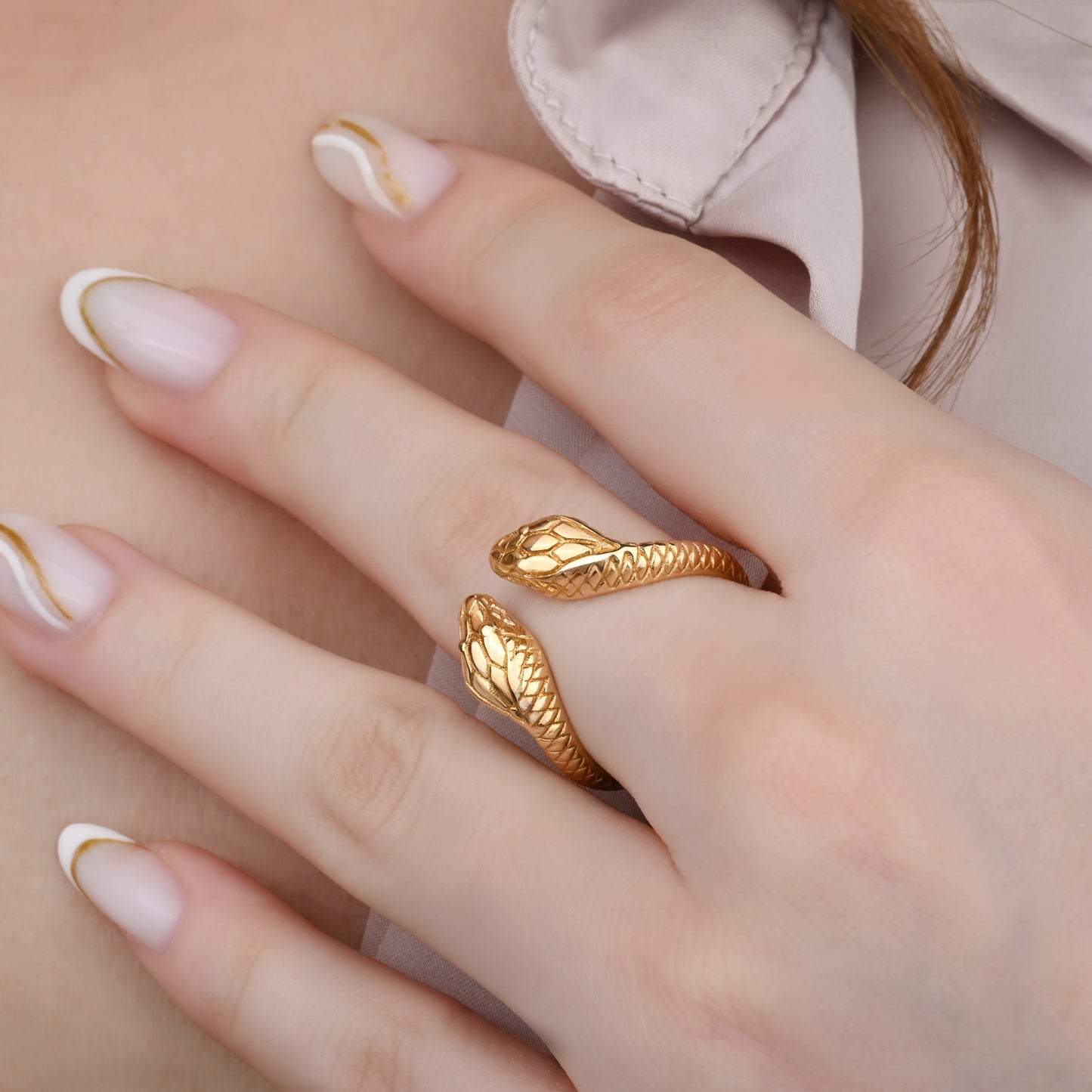 Snake Design Textured 14K Gold Ring
