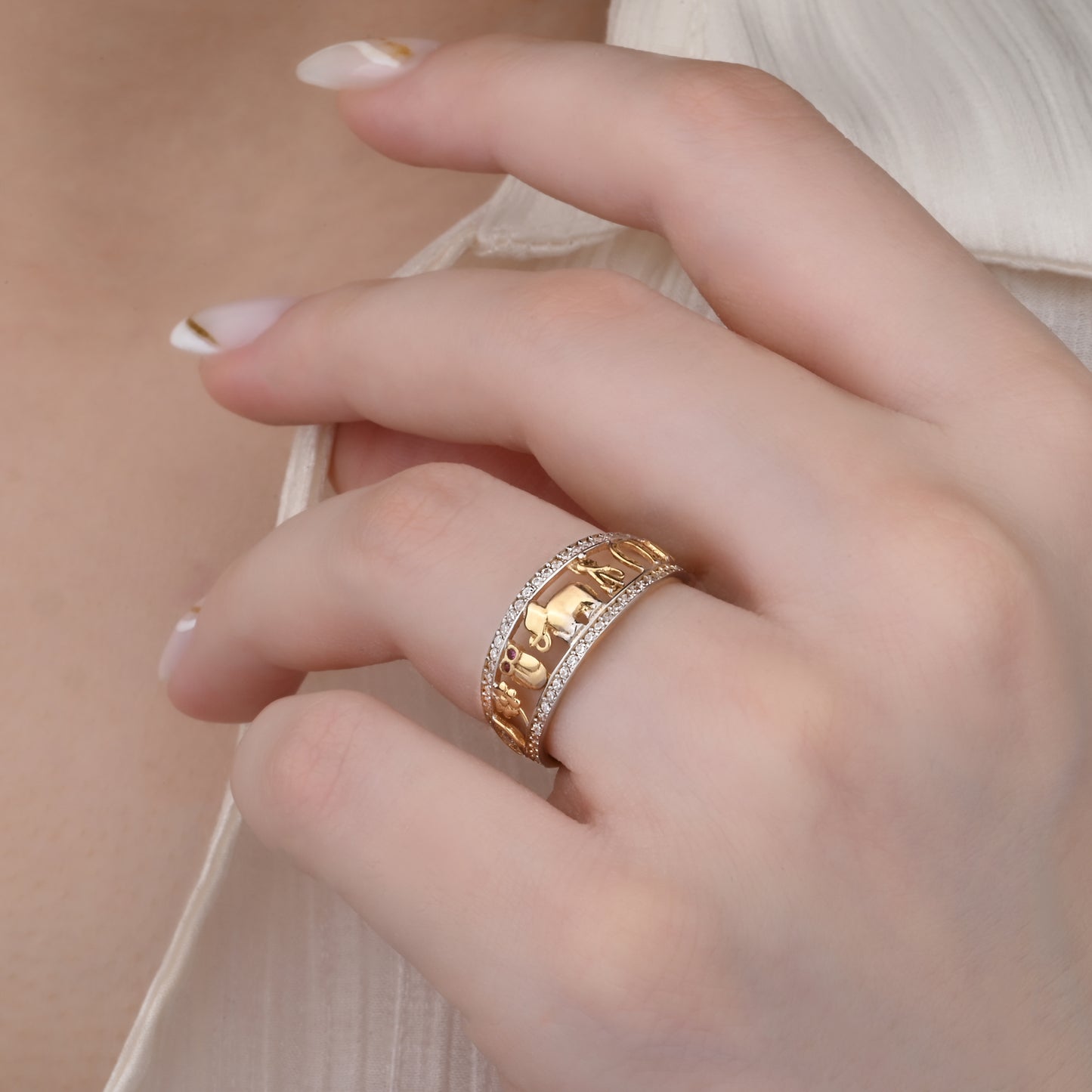 CZ-Accented Animal Motif Ring in 14K Gold