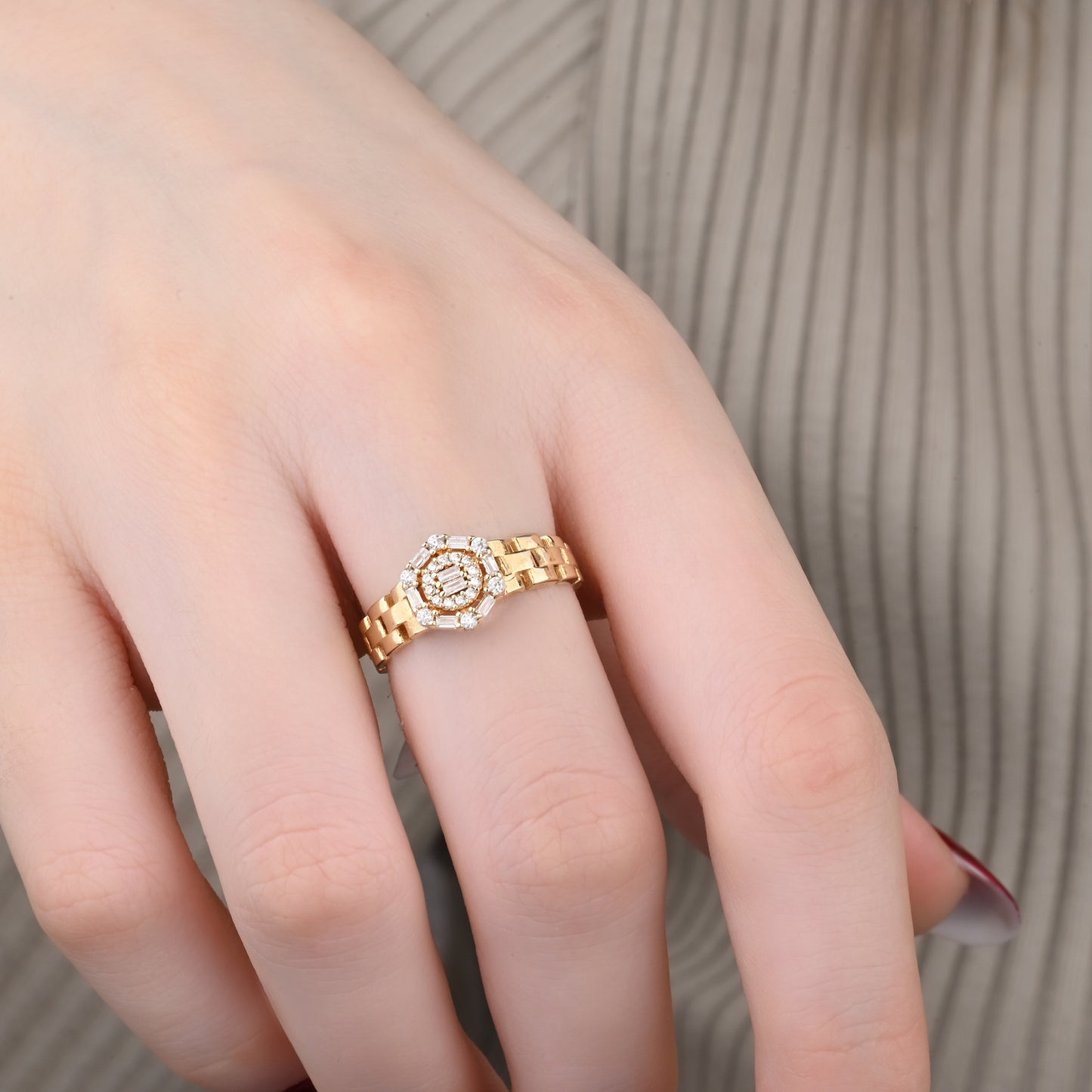 Cluster CZ Accent Ring in 14K Gold