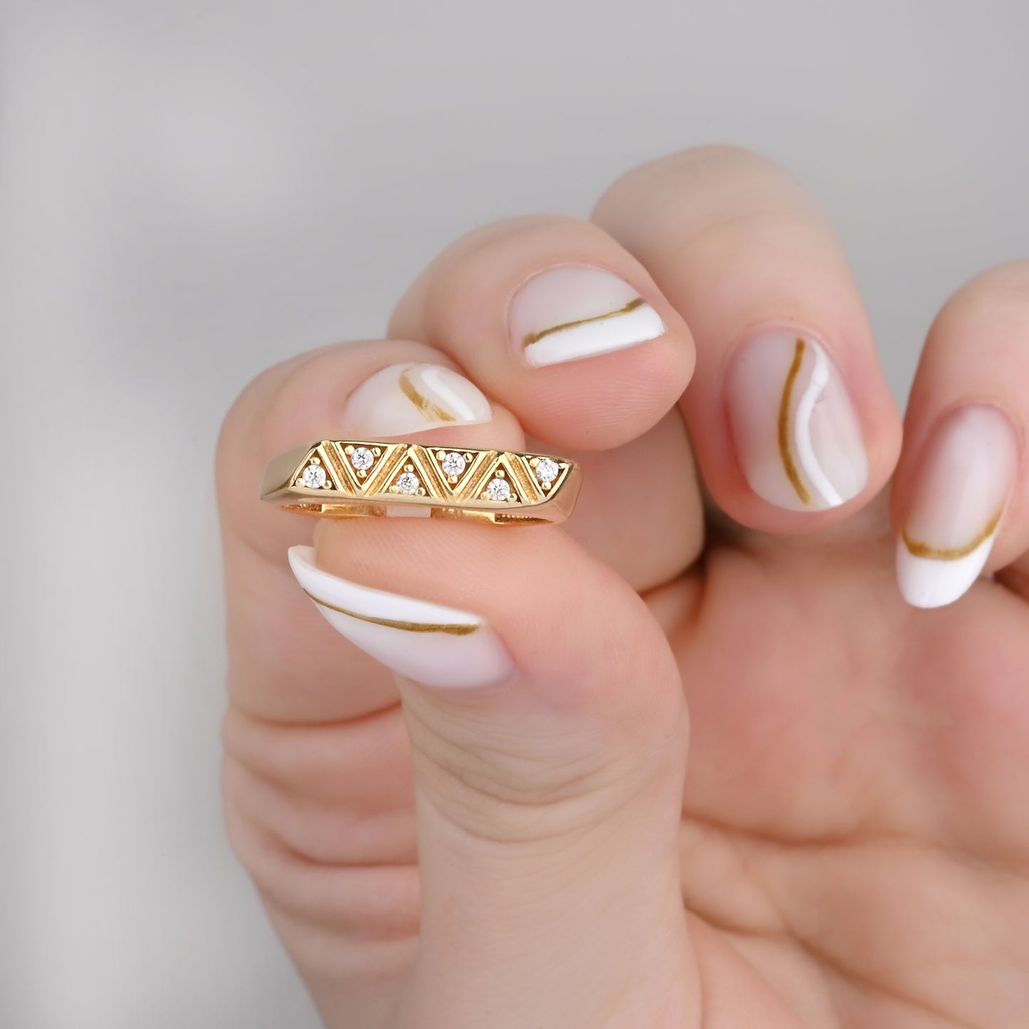 Triangle CZ Ring in 14K Gold