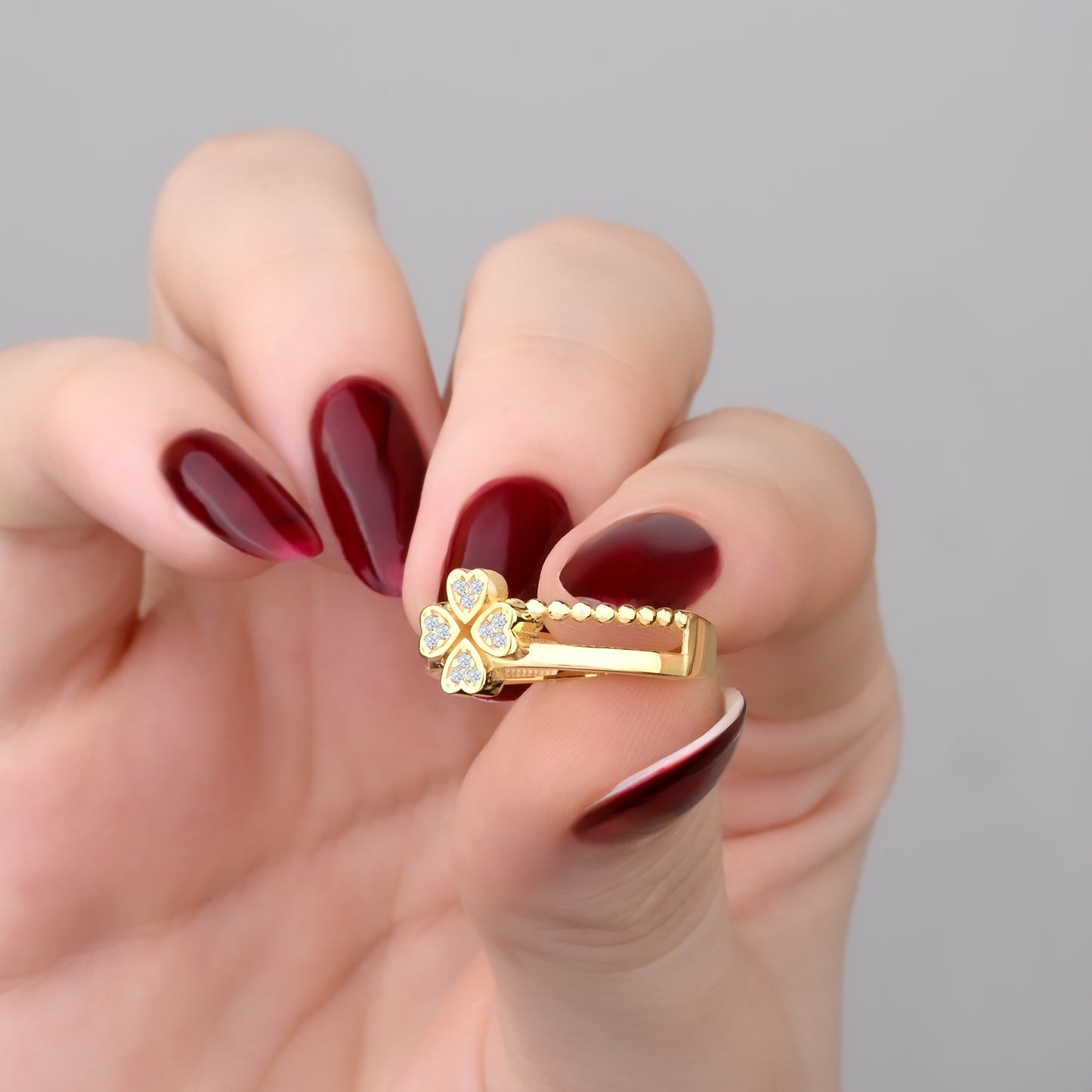 Floral CZ Accented Ring in 14K Gold