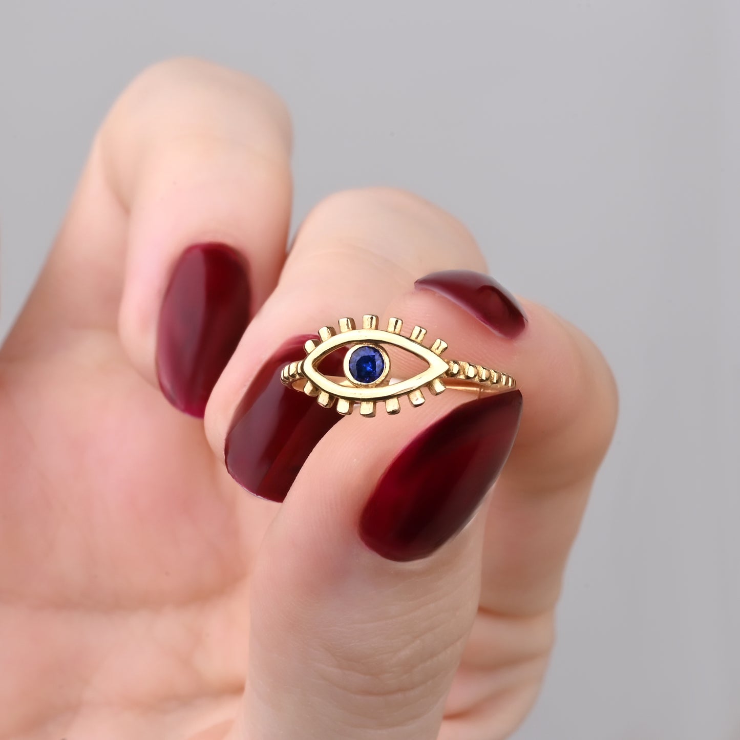 Sapphire Evil Eye Ring in 14K Gold