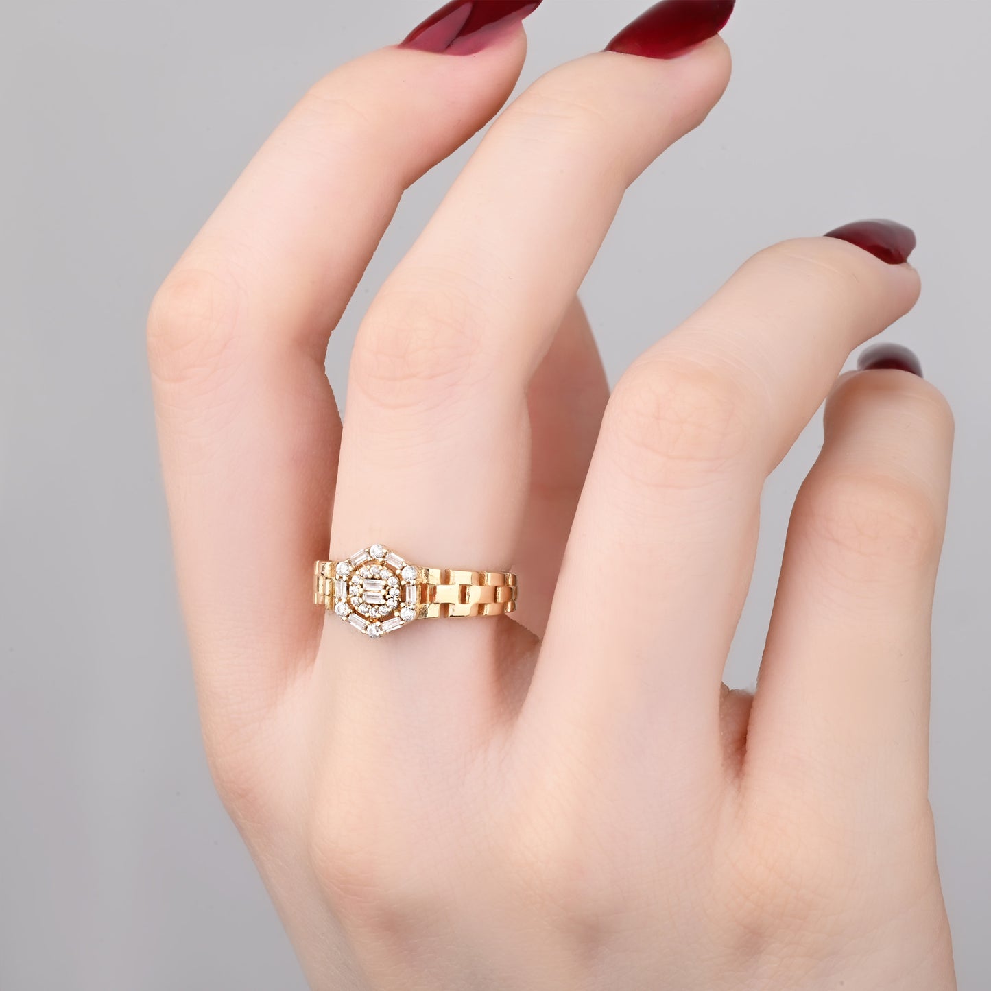 Cluster CZ Accent Ring in 14K Gold