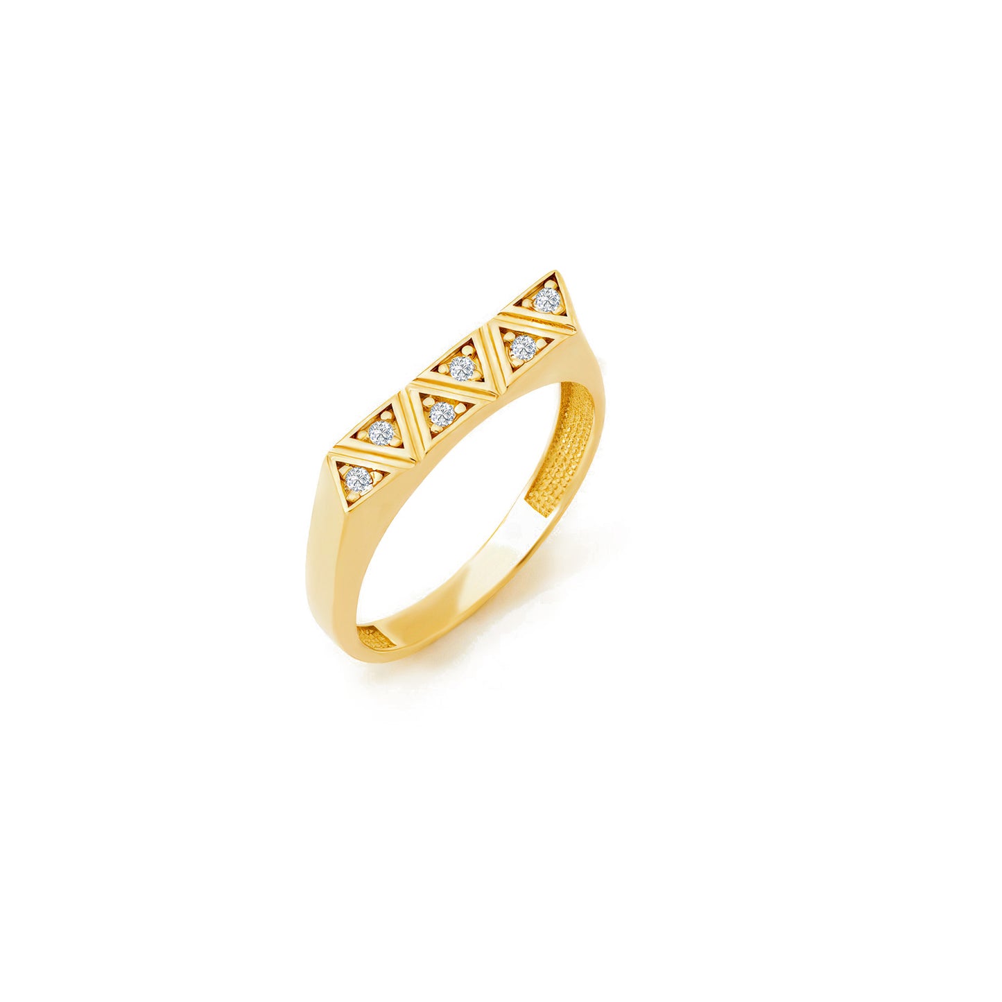 Triangle CZ Ring in 14K Gold
