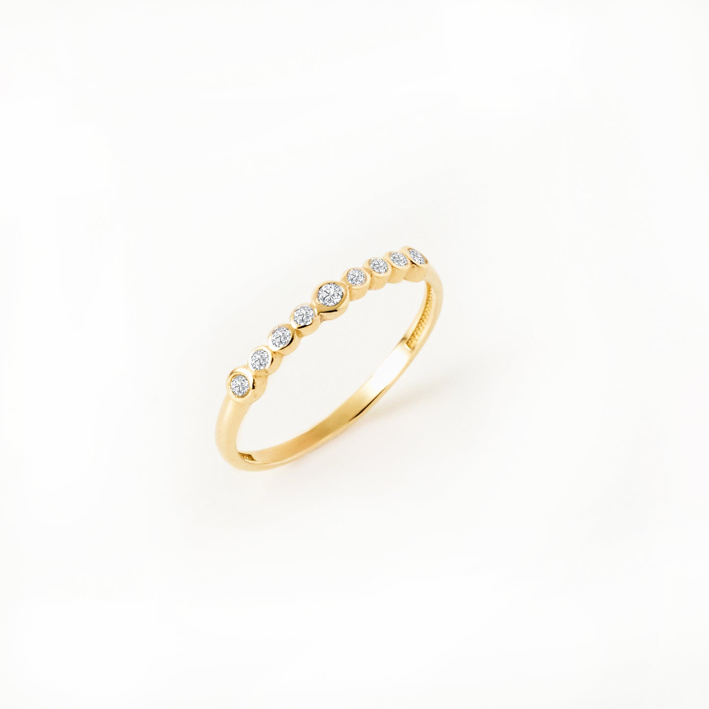 Half CZ Band Ring in 14K Gold