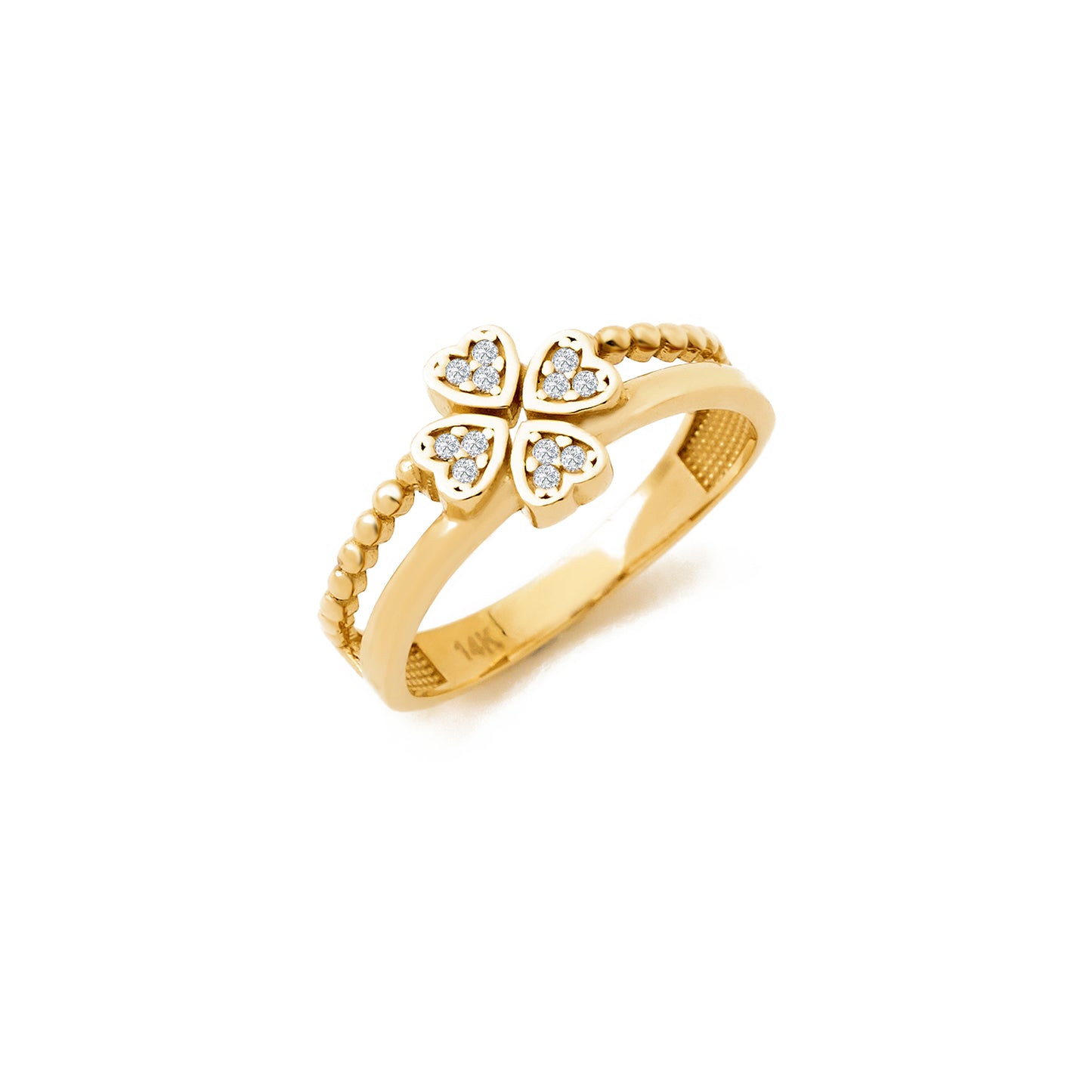 Floral CZ Accented Ring in 14K Gold