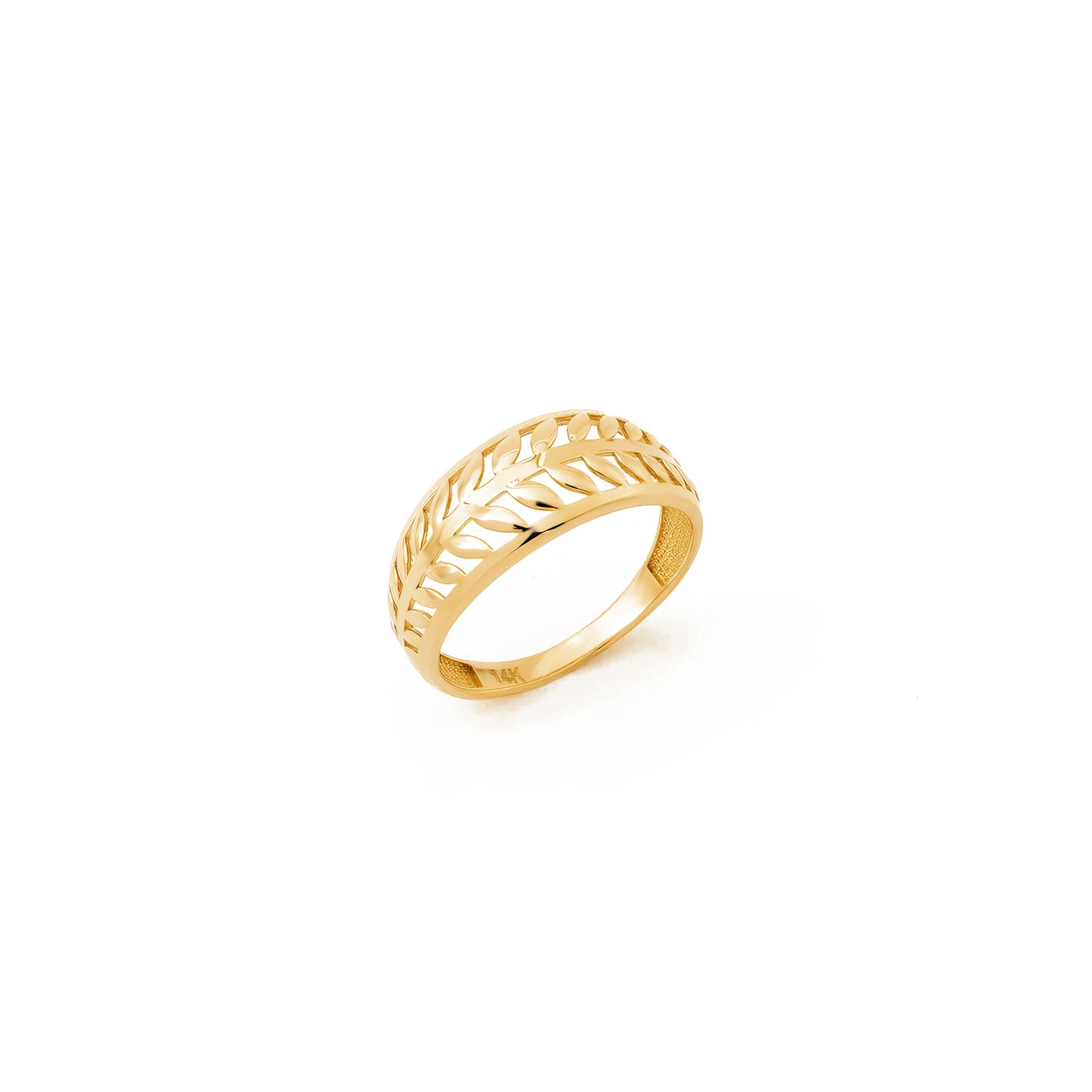 Leaf Pattern 14K Gold Band