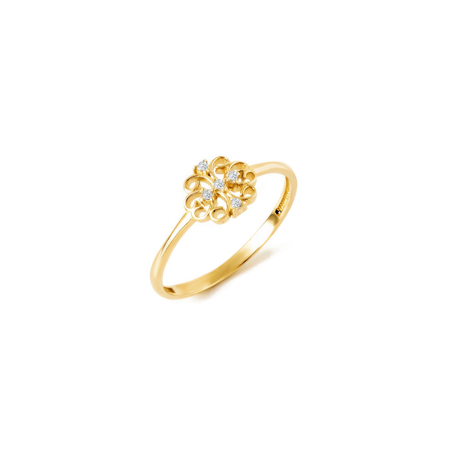 Floral CZ Ring in 14K Gold