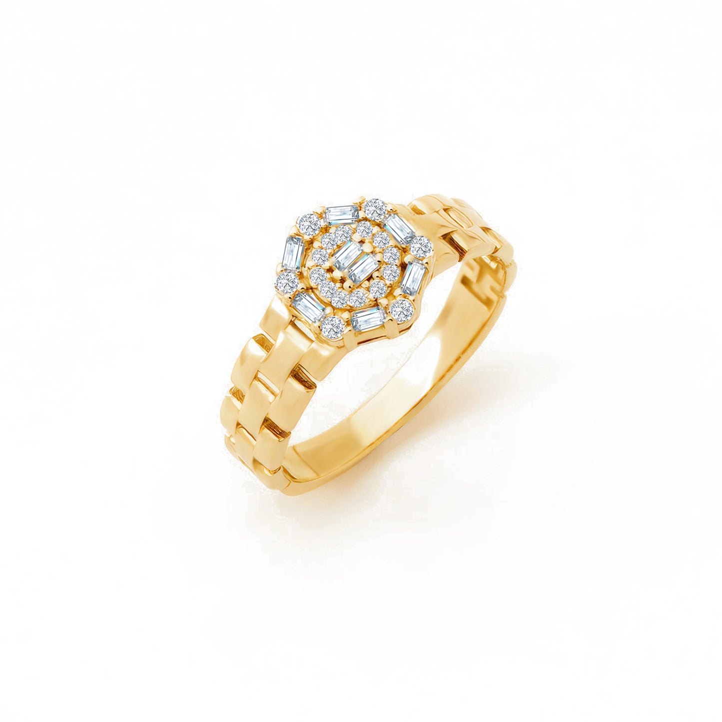 Cluster CZ Accent Ring in 14K Gold