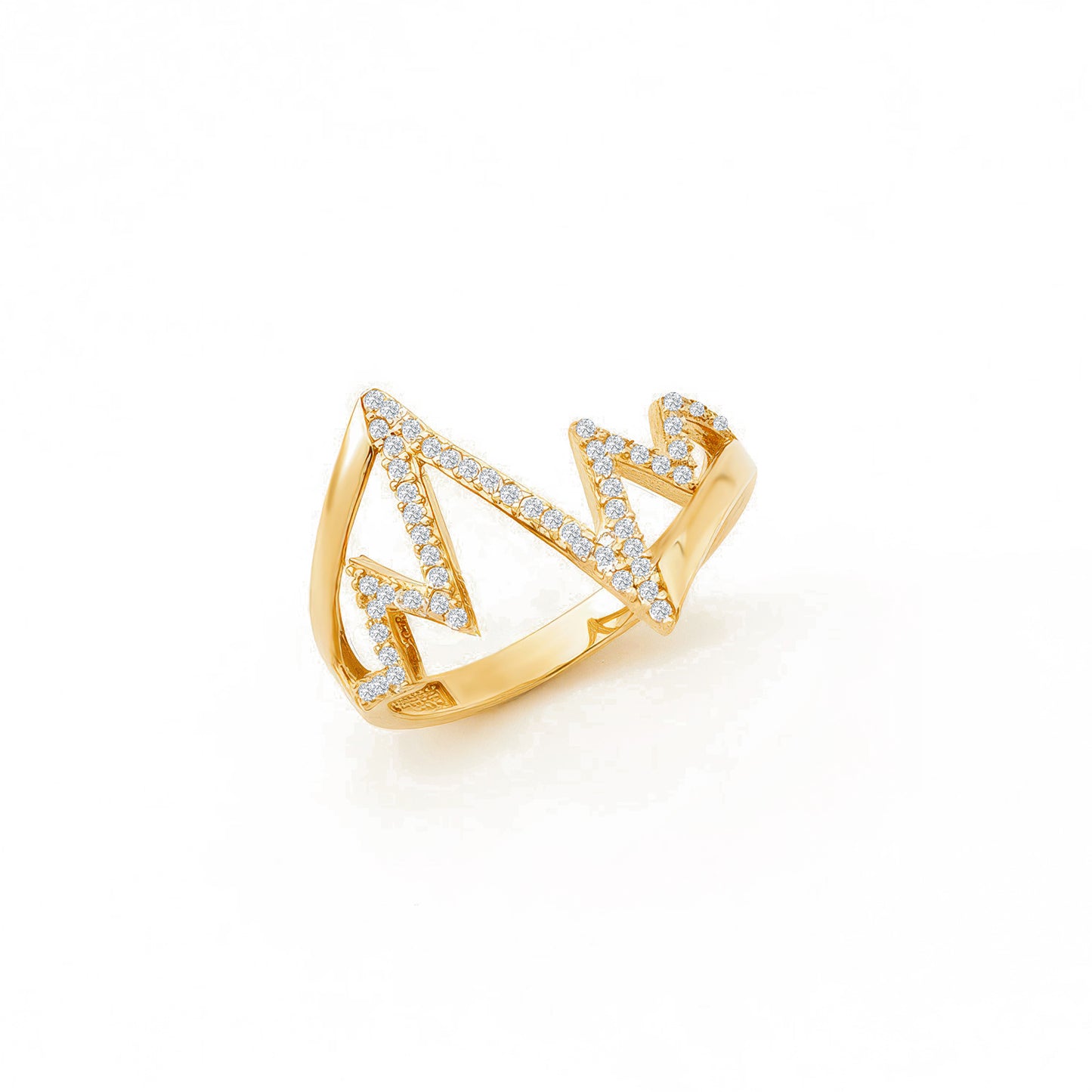 Heartbeat CZ-Accented Ring in 14K Gold