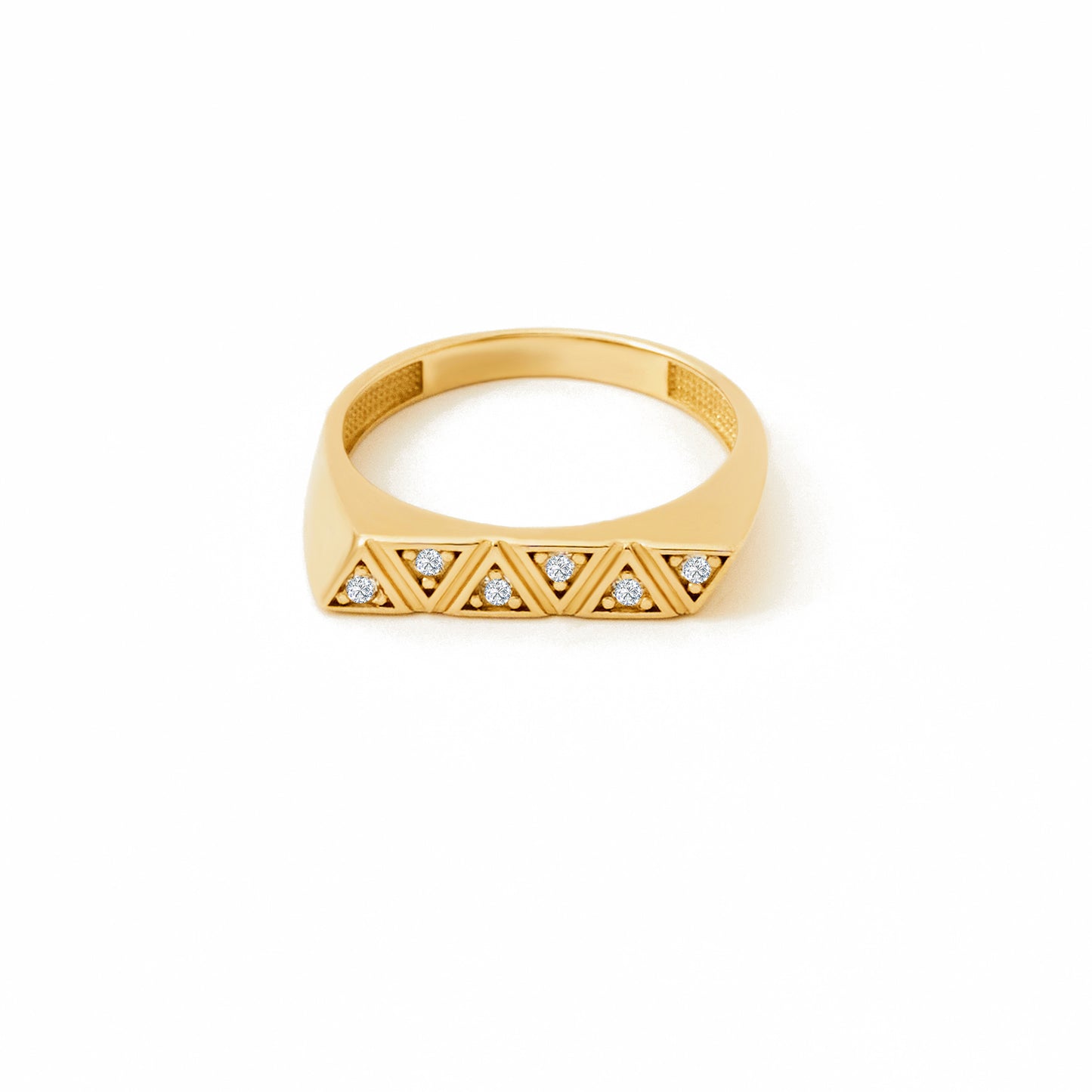 Triangle CZ Ring in 14K Gold