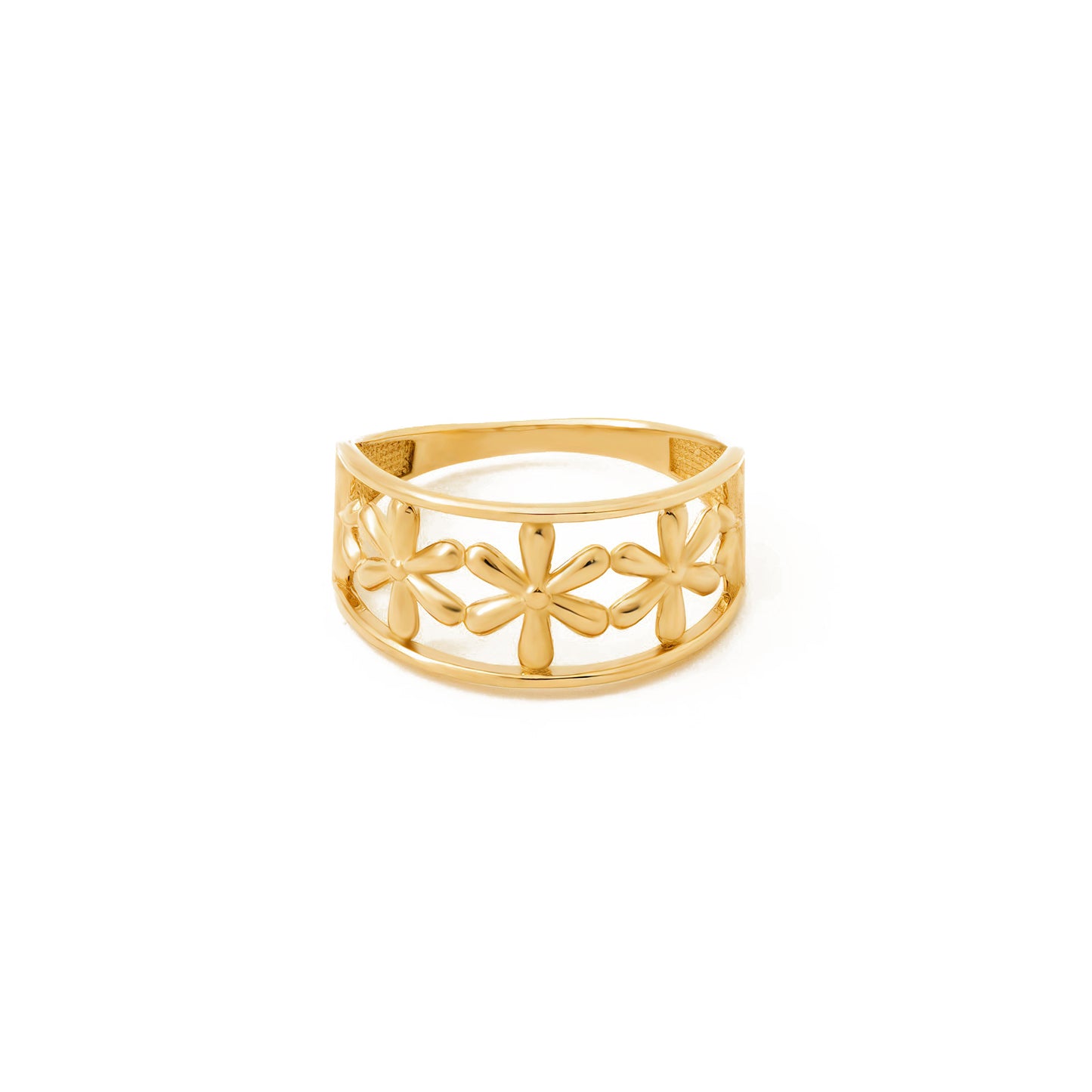 Floral Cutout Band Ring in 14K Gold