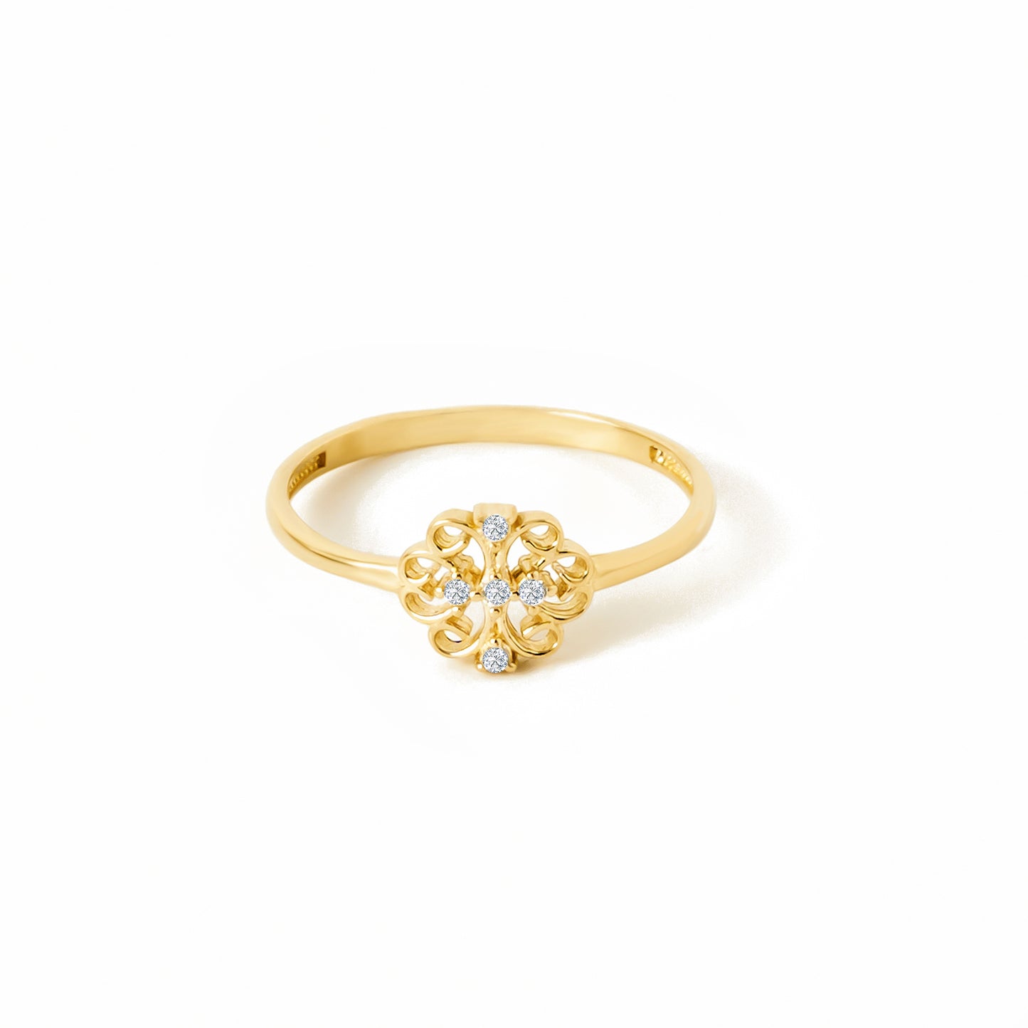 Floral CZ Ring in 14K Gold