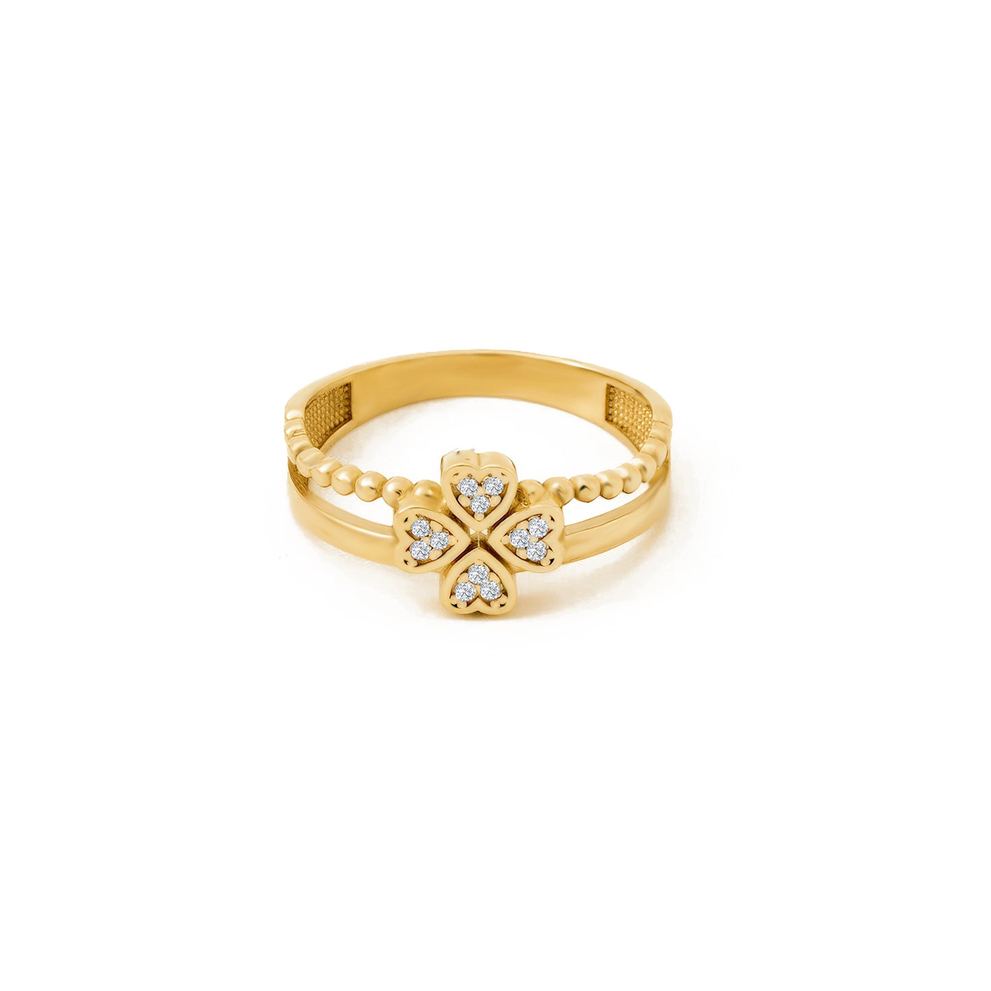 Floral CZ Accented Ring in 14K Gold