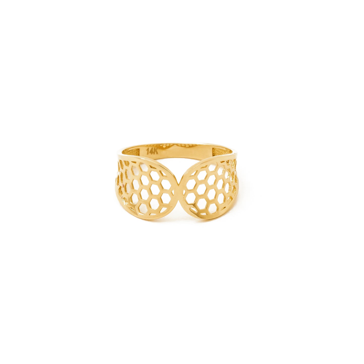 Honeycomb Design Ring in 14K Gold