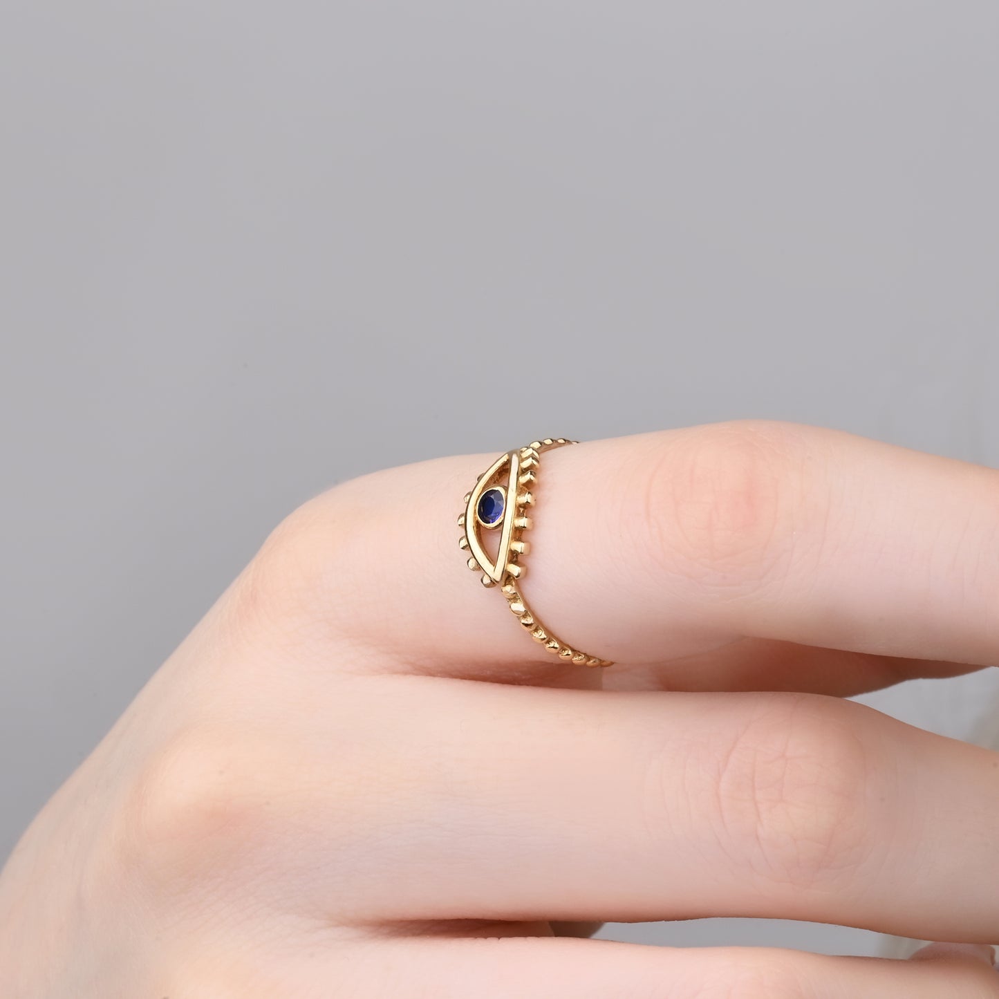 Sapphire Evil Eye Ring in 14K Gold