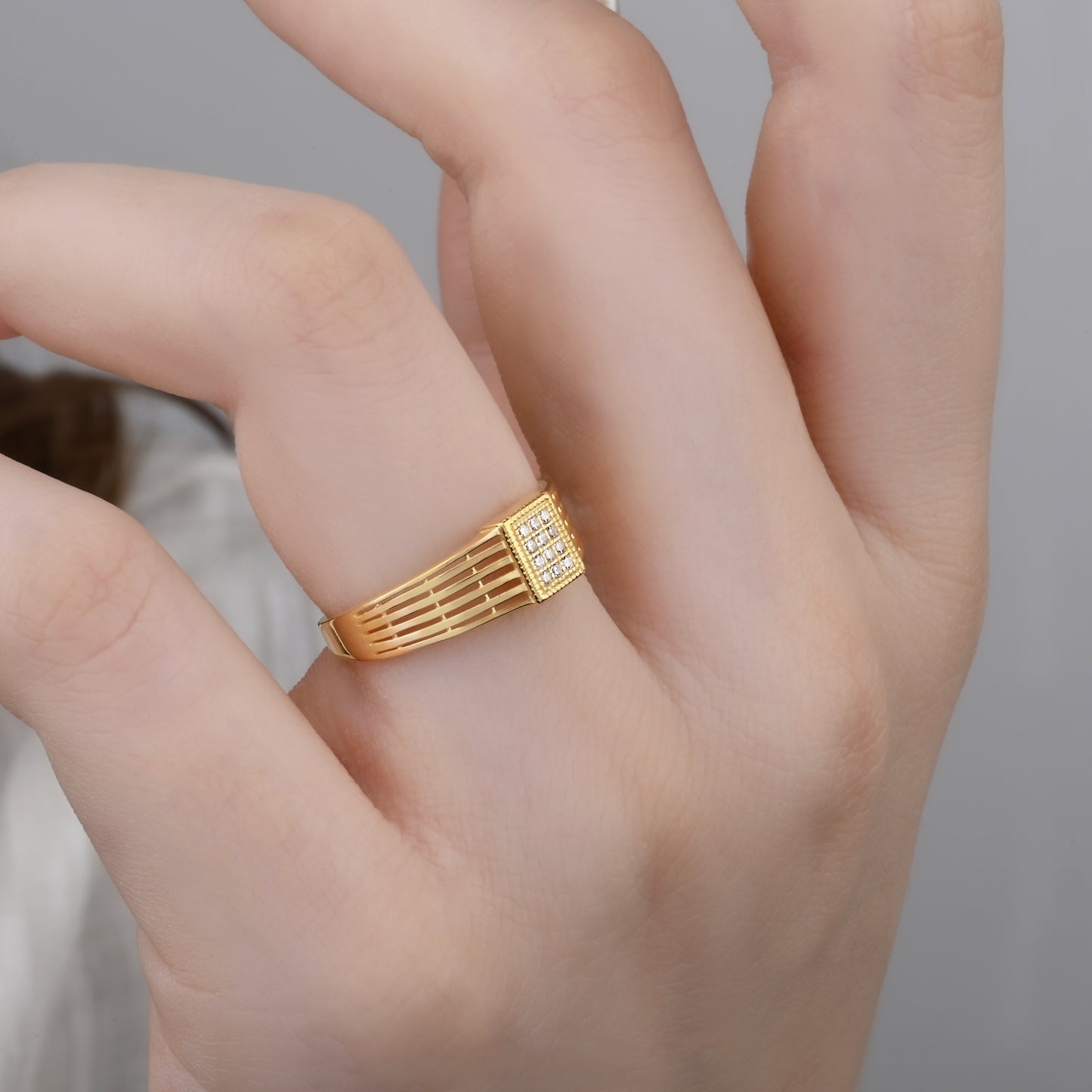 Vintage Rope CZ Ring in 14K Gold