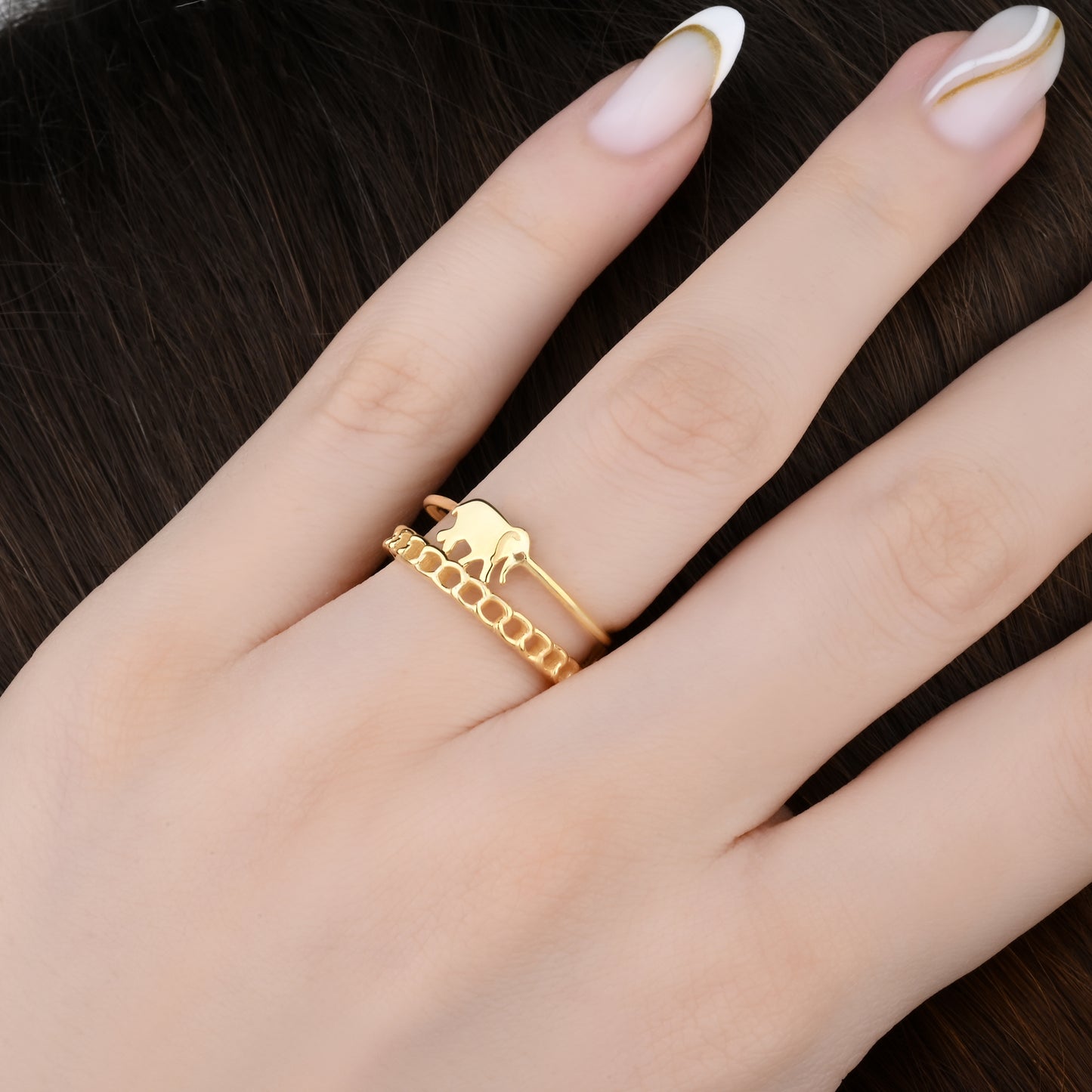 Elephant Motif 14K Gold Ring