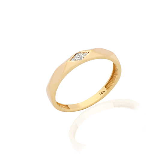 14K Yellow Gold Faceted Marquise Zirconia Flush Ring