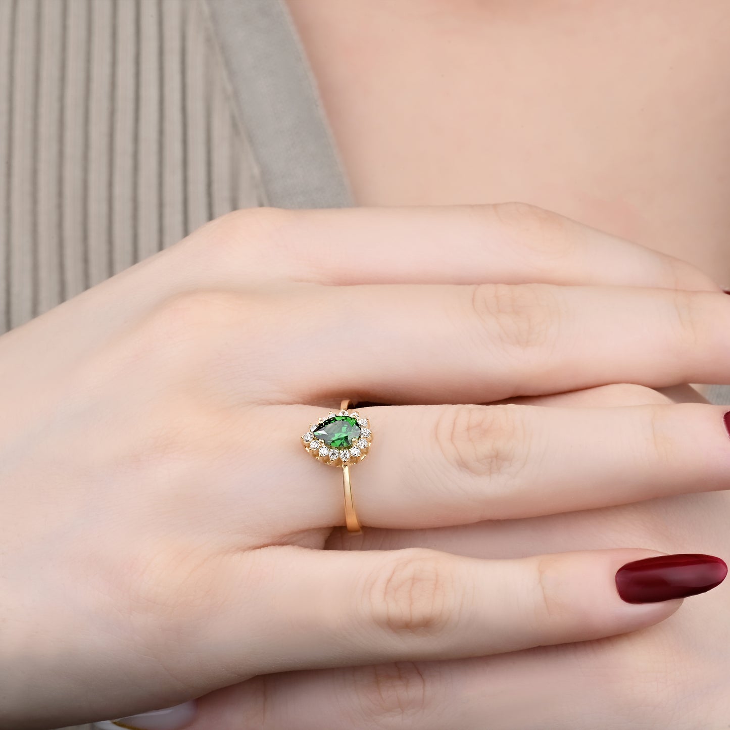 Emerald CZ Ring in 14K Gold