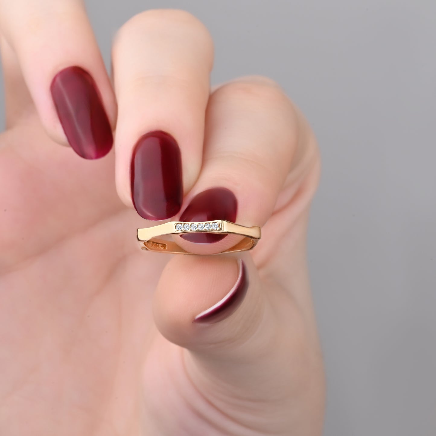 Geometric Modern CZ Ring in 14K Gold
