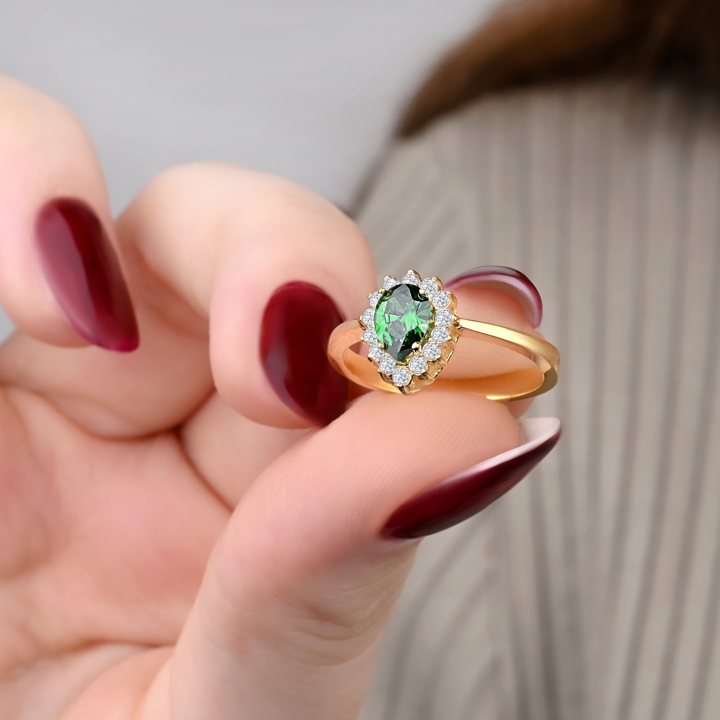 Emerald CZ Ring in 14K Gold