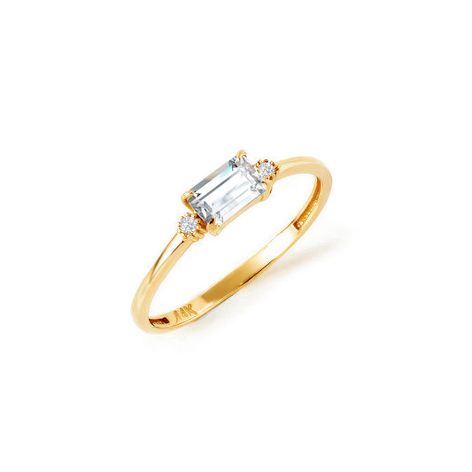 Solitaire CZ Accent Ring in 14K Gold