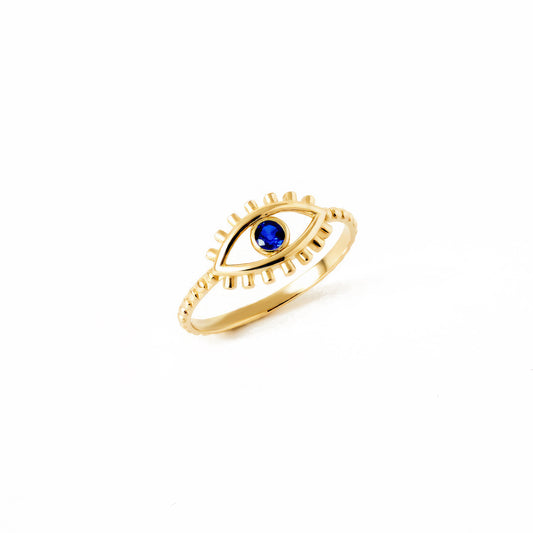 Sapphire Evil Eye Ring in 14K Gold
