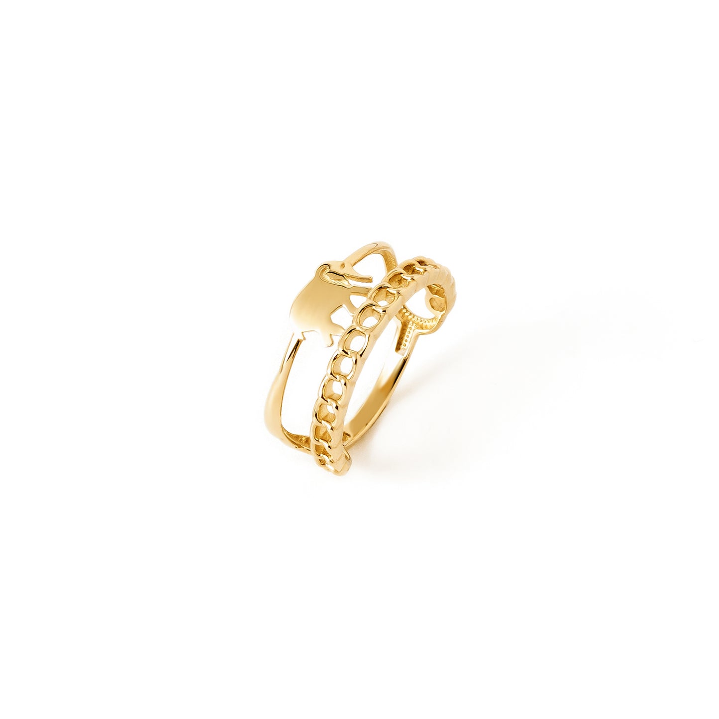 Elephant Motif 14K Gold Ring