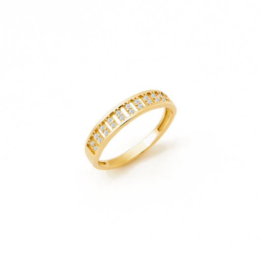Rail CZ Band 14K Gold Ring