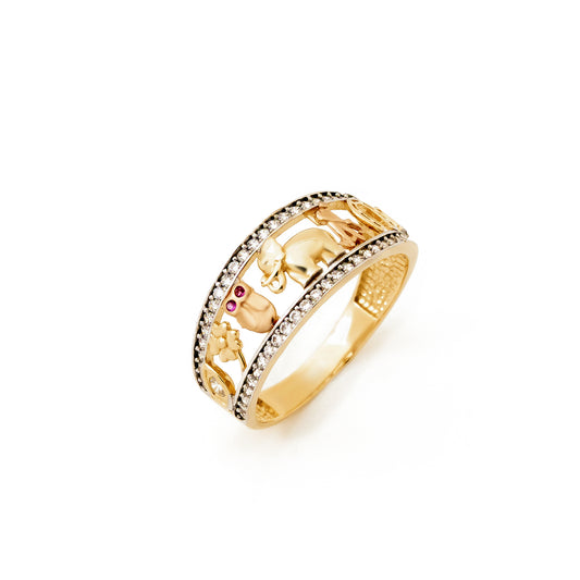 CZ-Accented Animal Motif Ring in 14K Gold
