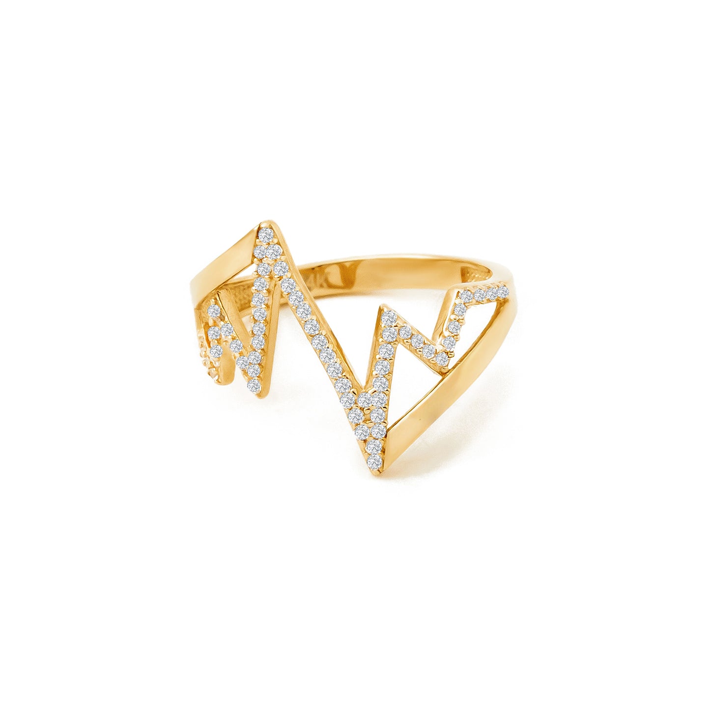 Heartbeat CZ-Accented Ring in 14K Gold