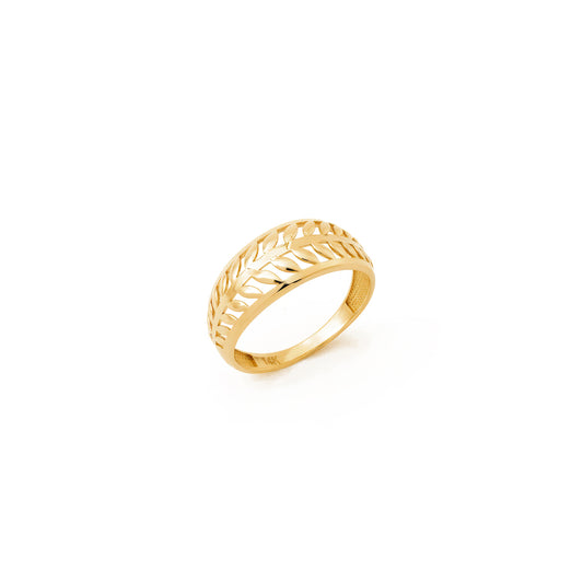 Leaf Pattern 14K Gold Band