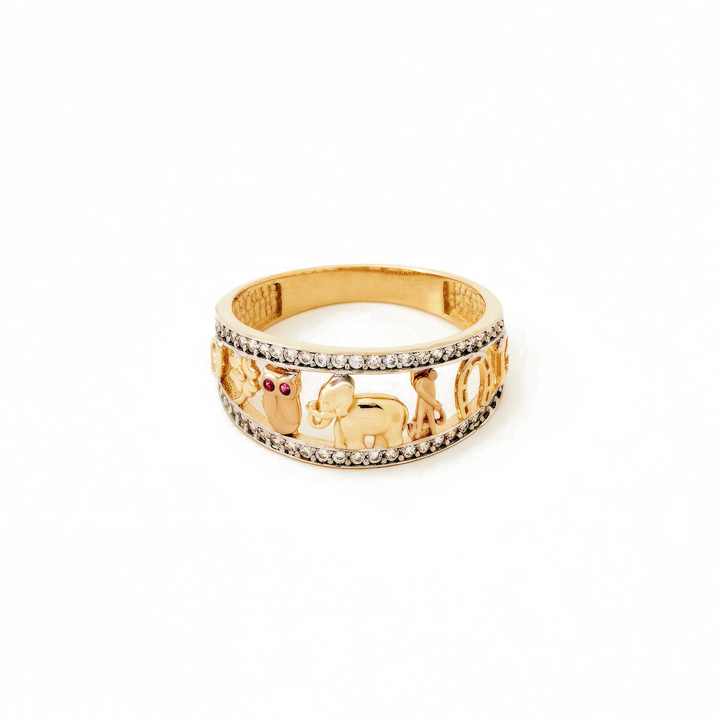 CZ-Accented Animal Motif Ring in 14K Gold