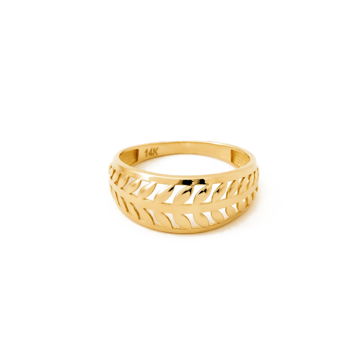 Leaf Pattern 14K Gold Band